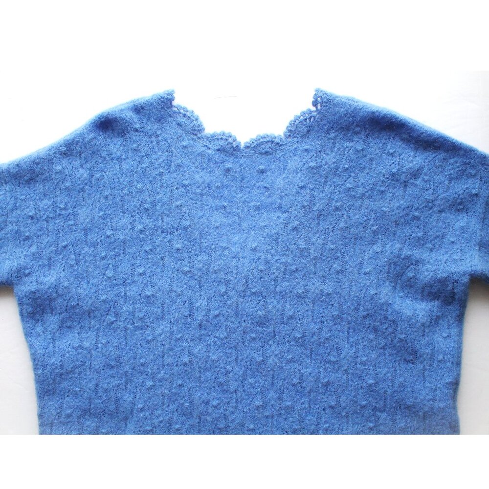 Sézane Anaelle Cardigan / Small / Blue Kid Mohair Wool Crochet Finish - Picture 9 of 10